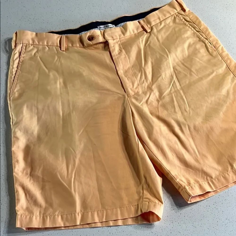 Peter Millar Orange Flat Front Shorts with Classic Cut Size 38/9